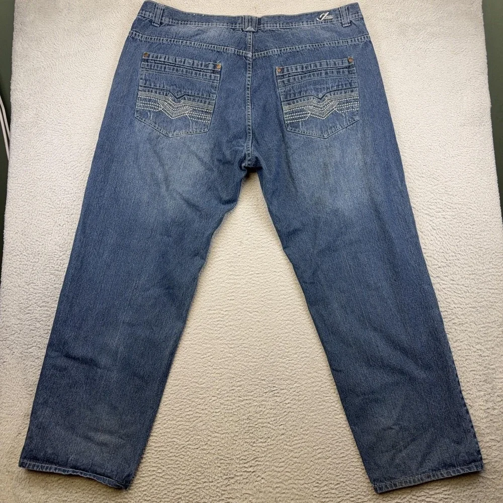 Jinzu Jeans Mens 44x32 Blue‎ Relaxed Fit Straight Denim Studded Back 46 Tag